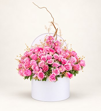 Kutuda 51 Pembe Gül ve Orkide