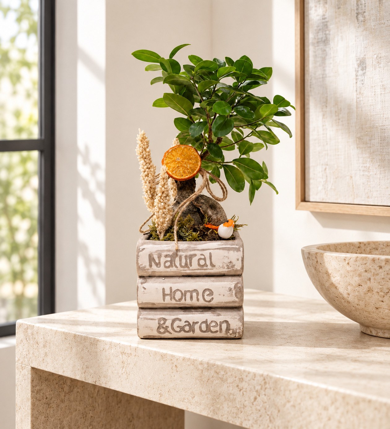 Kitap Saksıda Bonsai yaşam alanında gerçekçi boyut görünümü