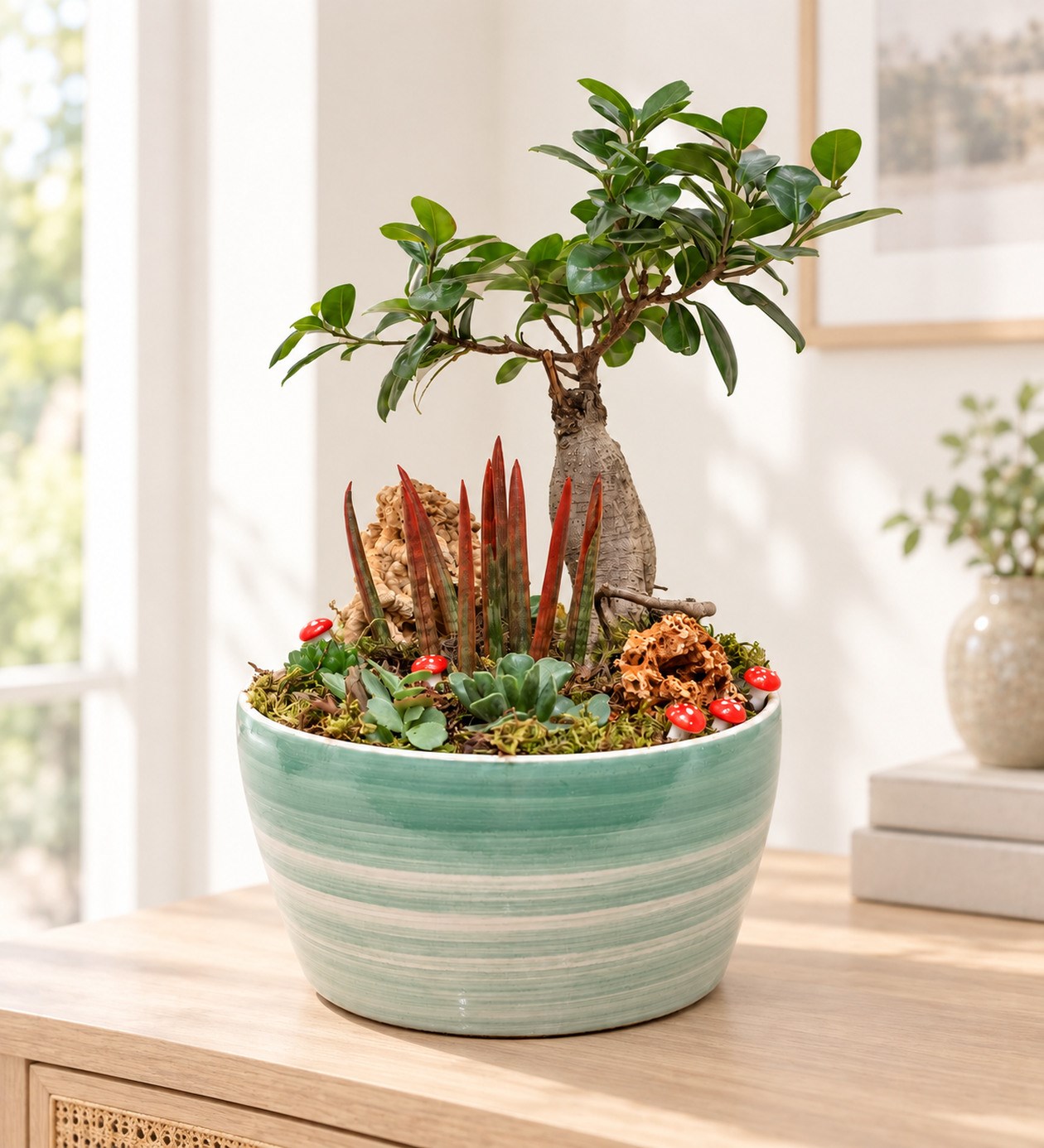 Büyük Boy Bonsai Bahçesi yaşam alanında gerçekçi boyut görünümü
