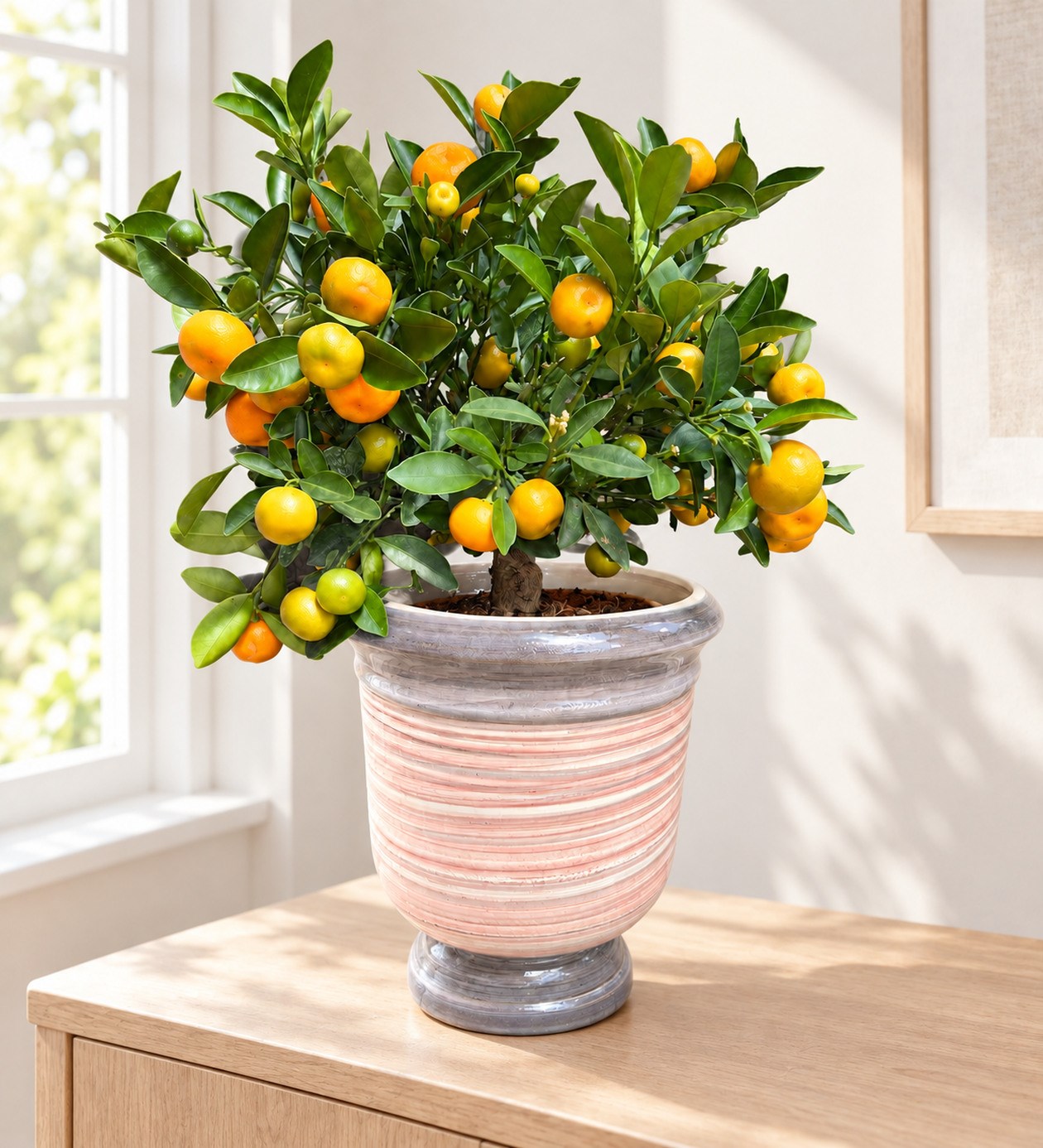 Citrus Fortunella Marginata yaşam alanında gerçekçi boyut görünümü