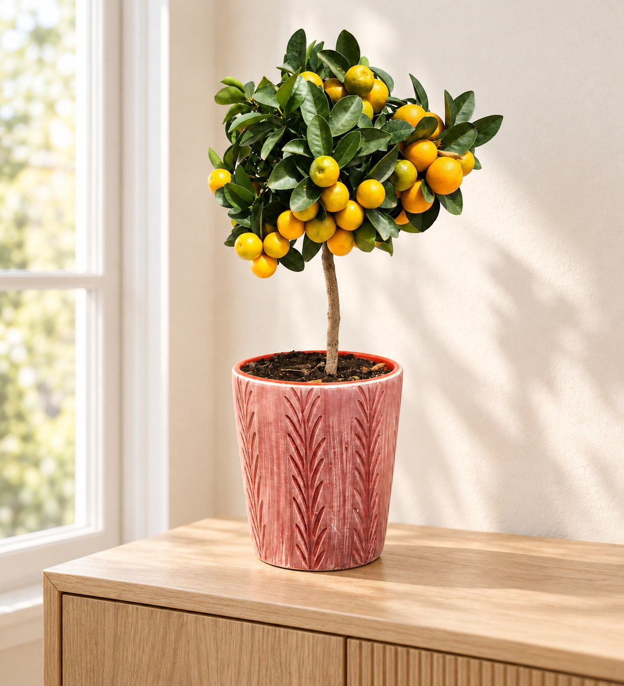 Citrus Fortunella Marginata (Mandalina) 60 cm yaşam alanında gerçekçi boyut görünümü
