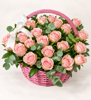 Pembe Gül Çiçek Sepeti