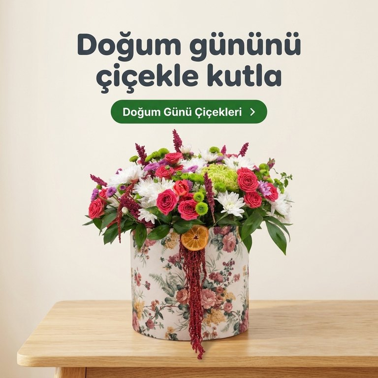 Kadife kutuda renkli mevsim çiçekleri. Doğum gününü çiçekle kutla, Ankara içi aynı gün teslimat.