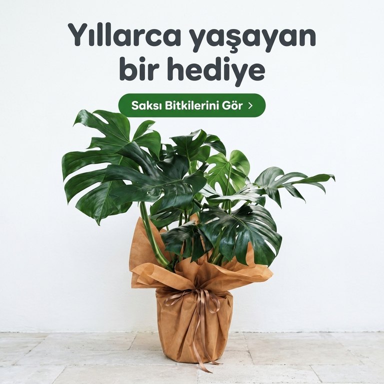 Kraft kağıda sarılı monstera. Yıllarca yaşayan bir hediye: saksı bitkileri.